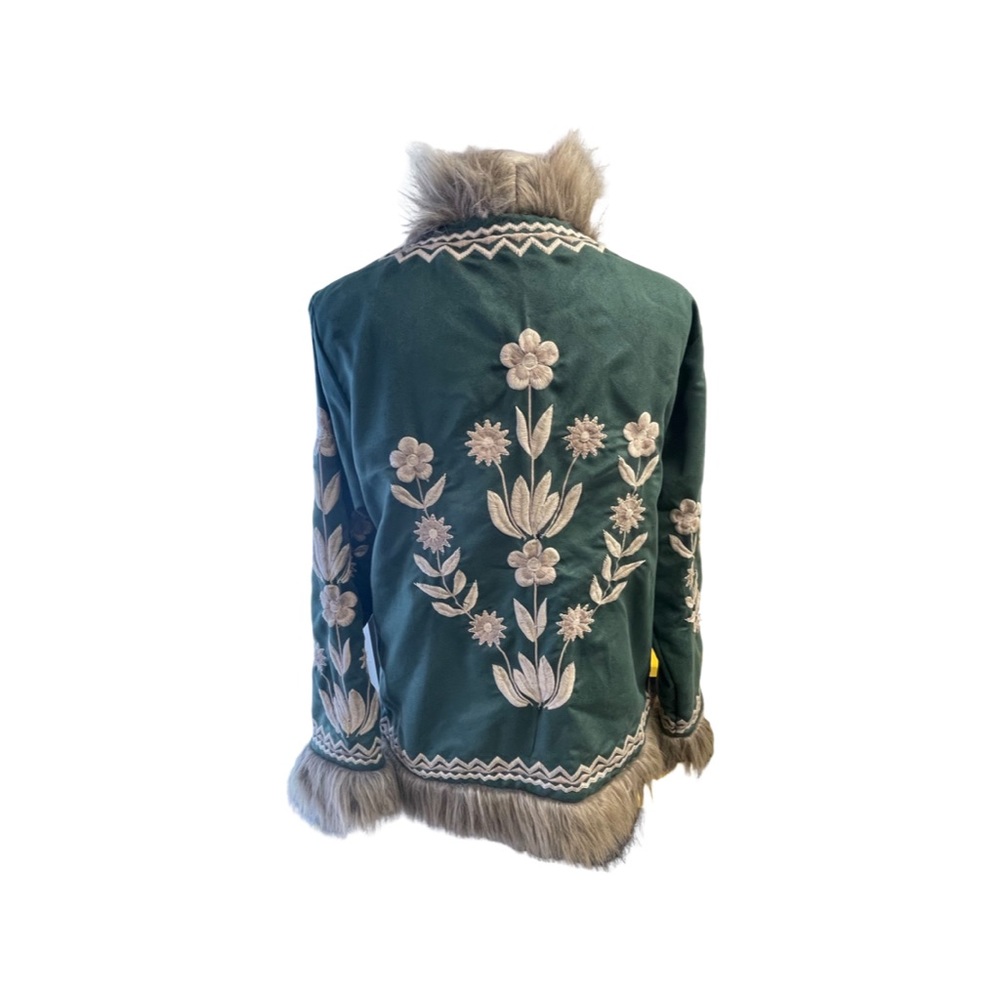 Cienna Frida Jacket NWOT Green embroidered